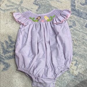 Purple Baby bubble with mermaids on smocking